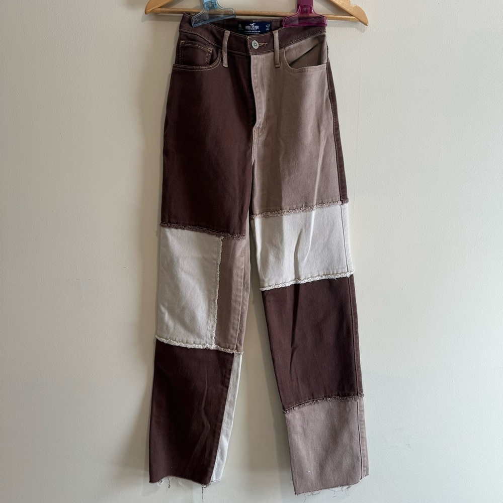 Hollister Women's Brown Color Block Dad Jeans Ultra High Rise 00L W23 L33